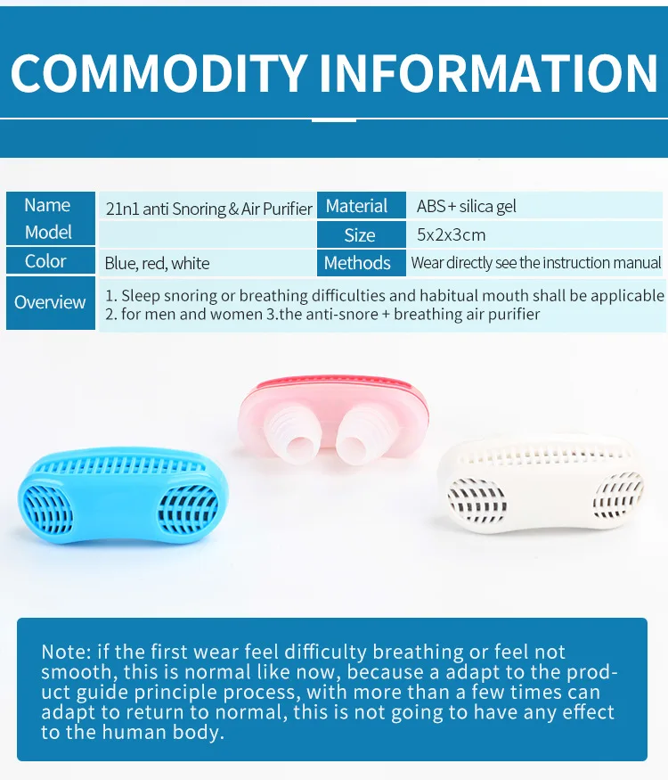 Hot 2 In 1 Automatic Anti Snoring Devices Nasal Dilator Nose Vents Plugs Air Purifier Filter