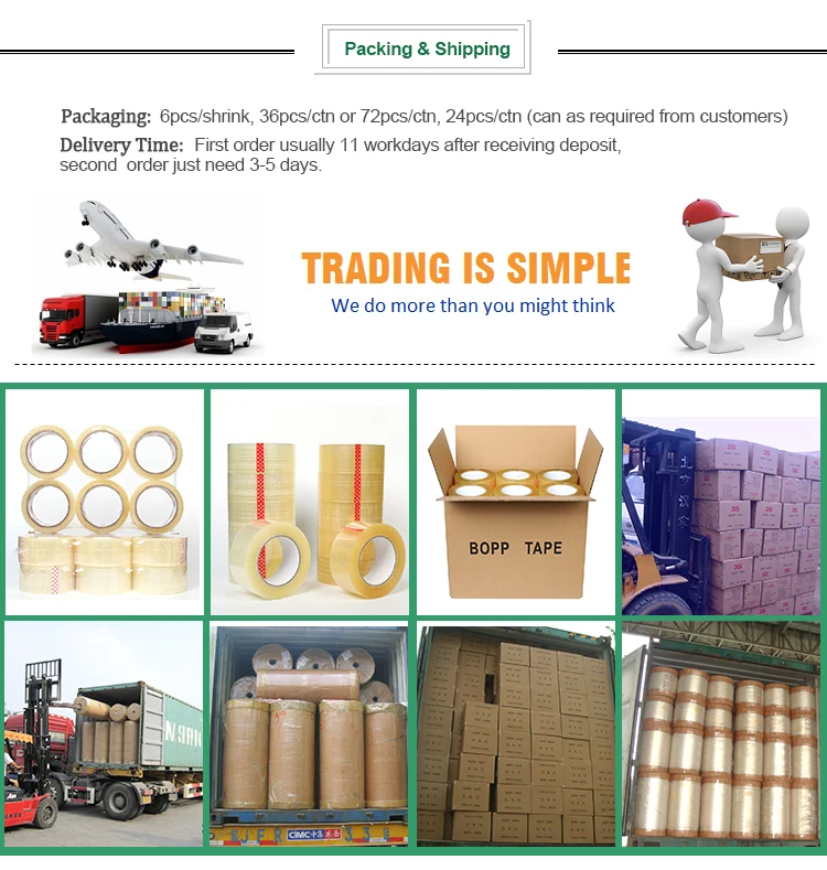 Custom Printed Shipping Box OPP Tape Self Adhesive Transparent Invisible Duct Bopp Clear Package Tape Jumbo Roll