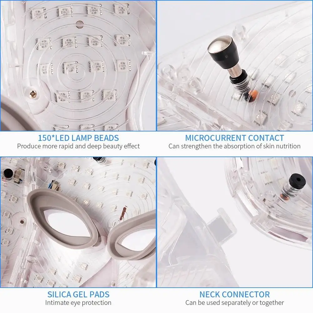 Skin Care Beauty Anti Aging Face Neck Lift Tightening Machine Red Facial 7 Color Pdt Led Rejuvenation Light Therapy Face Mask