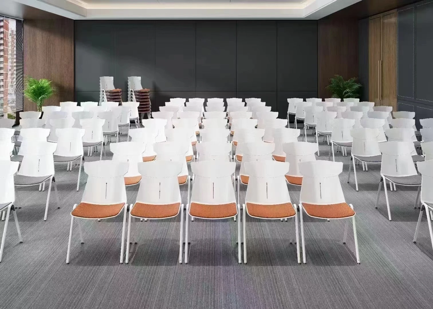 Conference chair stackable training stool thickened steel frame office meeting room negotiation chair news stool hotel chair