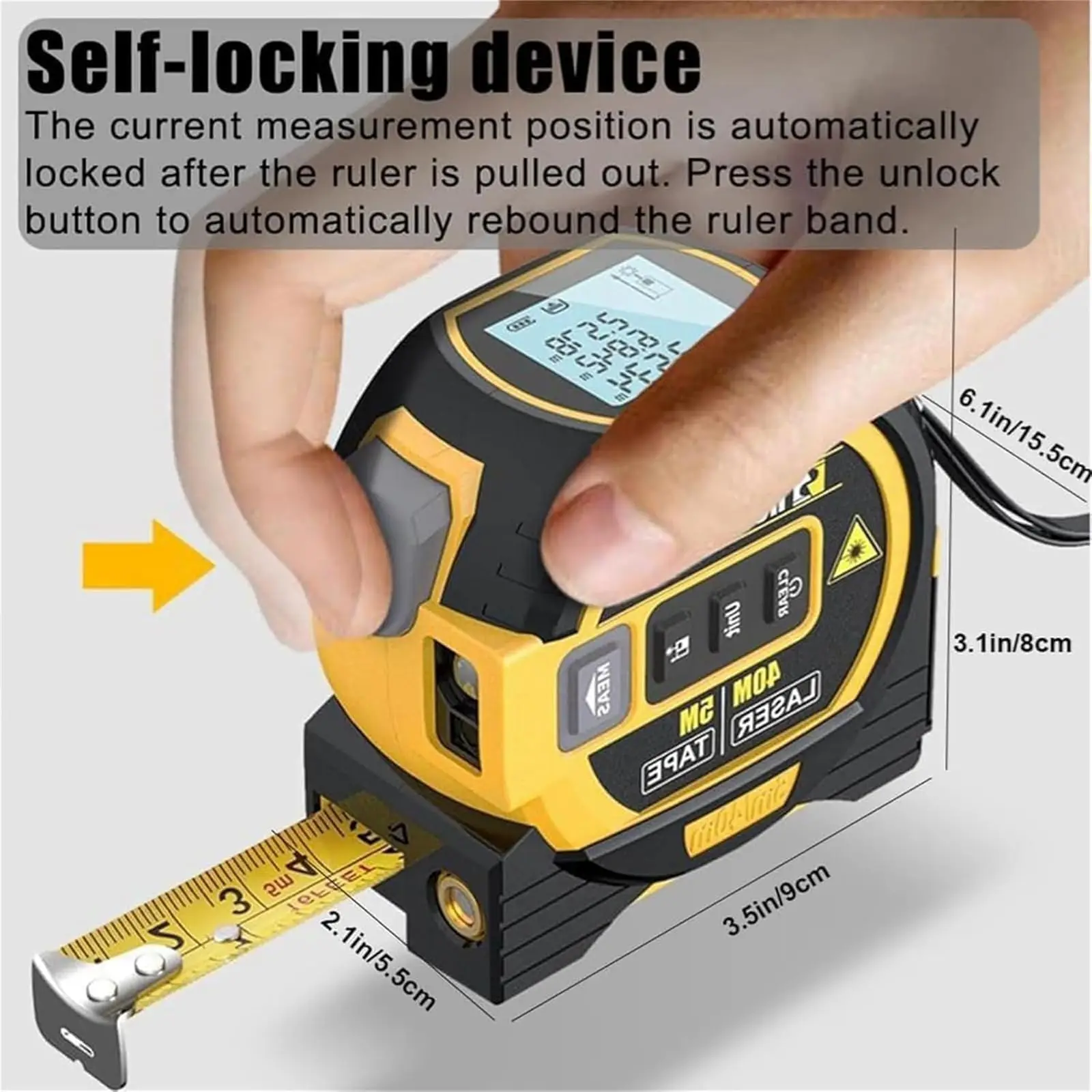 Multi-Function Measuring Tool 3 in1 Digital Measure Roll Cord Mode For Woodworking Laser Measuring Tape Distance Meter