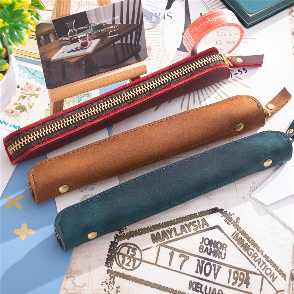 
Small Pencil Case / Mini Leather Pencil Case / Wholesale Pocket Travel Single Double Custom Display Leather Pen Case For Pens 