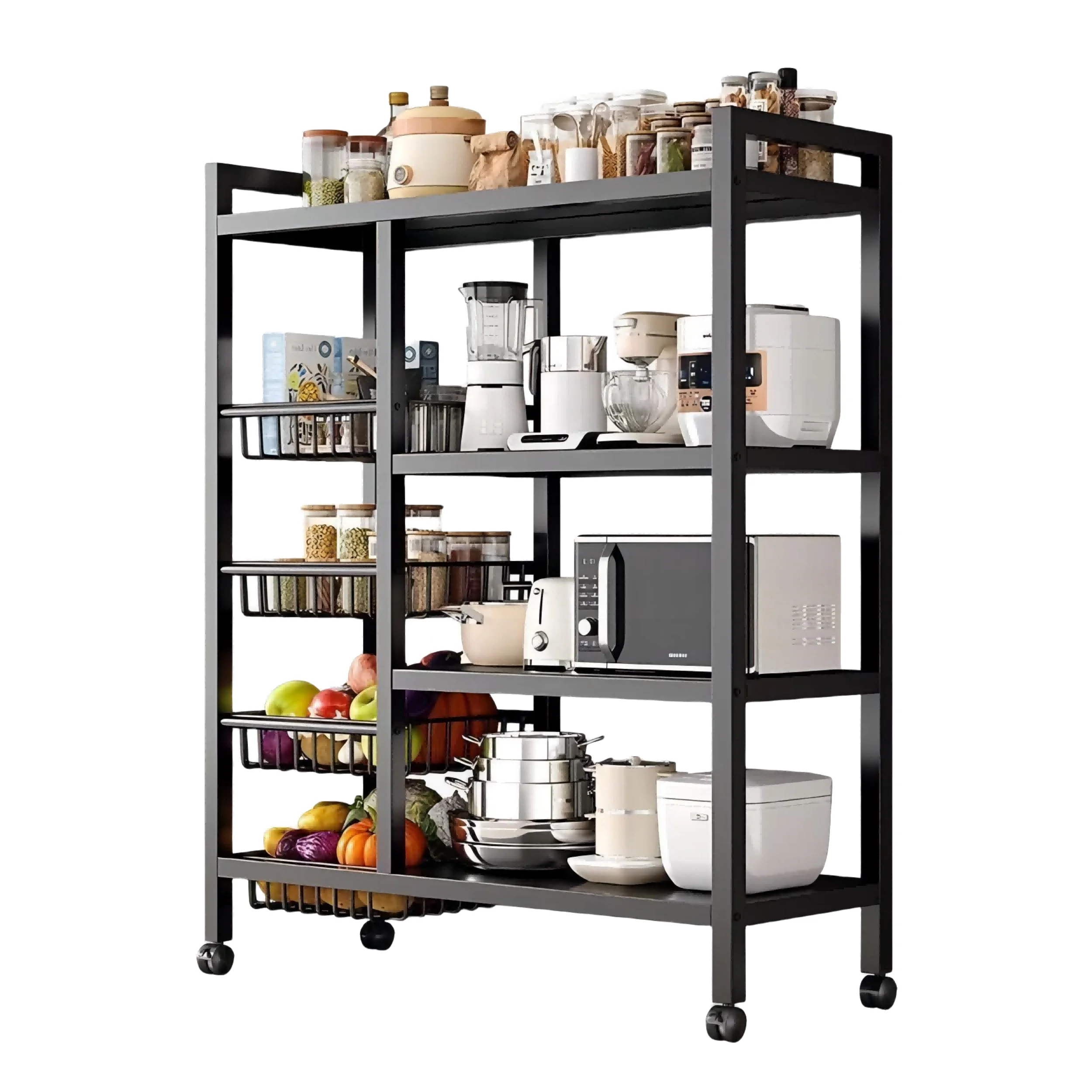Fruit Vegetable Cabinet Multi-Layer Kitchen Display Stand Household Use Microwave Oven Kitchenware Storage Rack