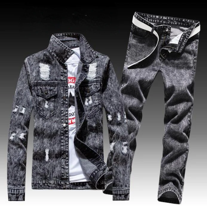 Весна и осень мужская Корейская версия джинсового костюма повседневная одежда