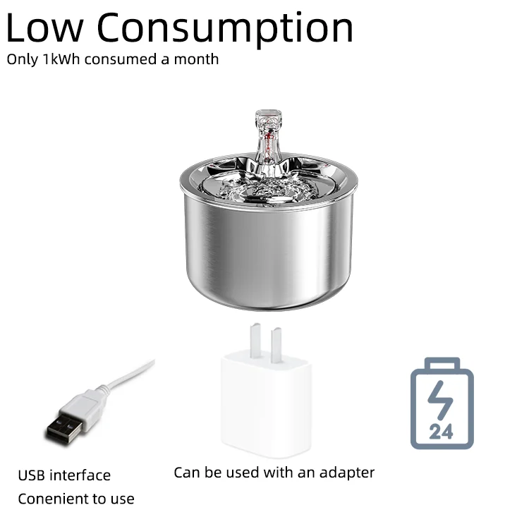 2022 New LED Light  Pet Water Fountain Stainless Steel  Cat And Dog Water Fountain