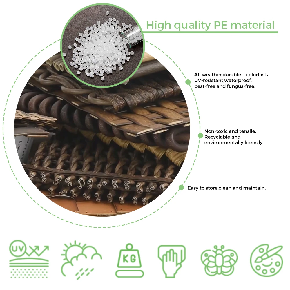 LTR HDPE плоская форма искусственный плетение садовая уличная мебель набор синтетический