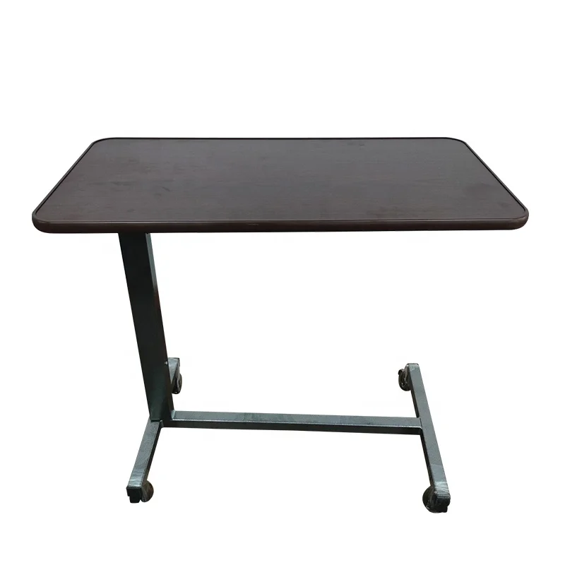 height adjustable hospital medical movable lifting tilting patients dining over bed bedside table overbed table with wheels