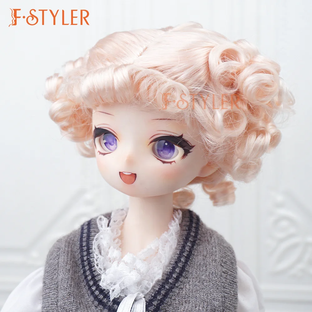 FSTYLER Synthetic Mohair Vintage Cute Curls Mini Bjd 18 Inch Custom Wholesale Bulk Sale Doll Accessories for BJD Doll Hair Wig