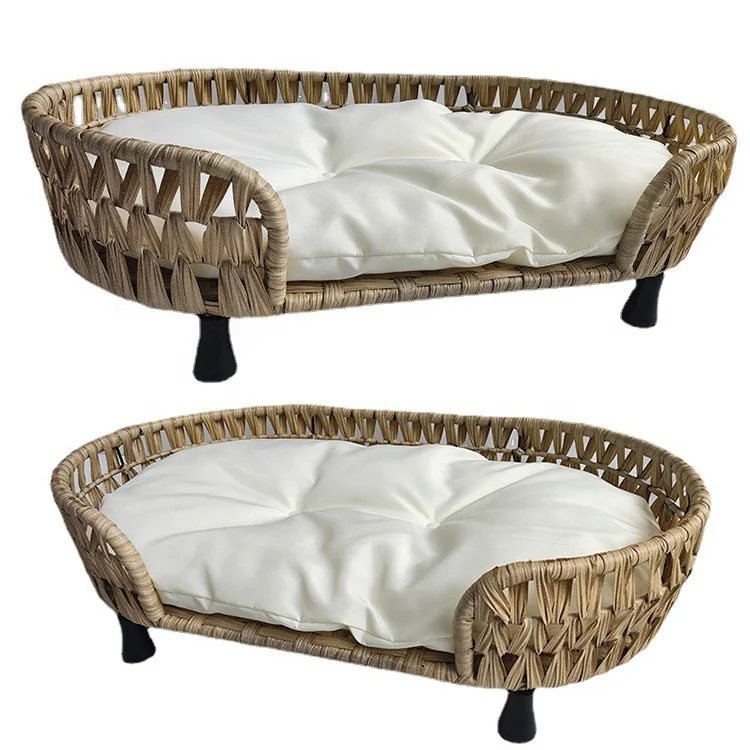 Top Seller Removable Cover Rattan Hand Wash Customize Luxury Dog Bed With Sleeping Cushion