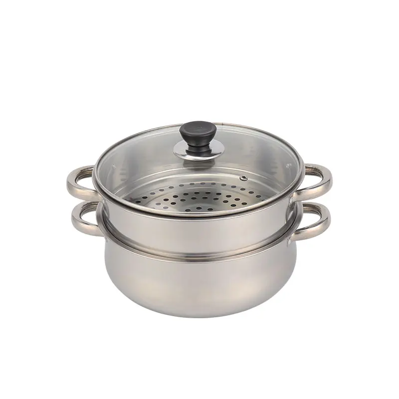 OEM Large Capacity Multi Layer Stainless Steamer  Pot Stainless Steel 5 Layers Steamer Boiler Pot With Glass Lid