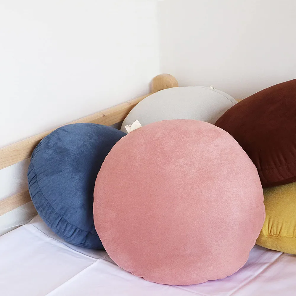 1355 Pink Round Throw Pillows Polyester Filling Super Soft Elastic Circle Floor Fluffy Cushion Round Pillow