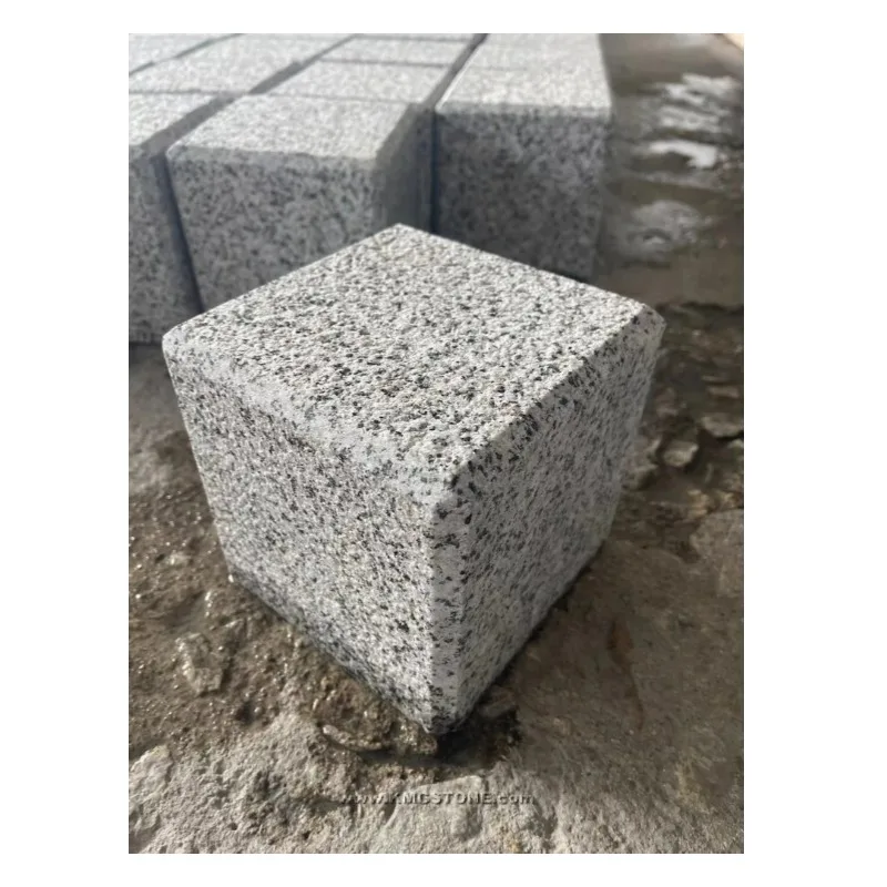 G603 100*100mm Granite Cobble Price Grey Cobblestone for Driveway Pavers