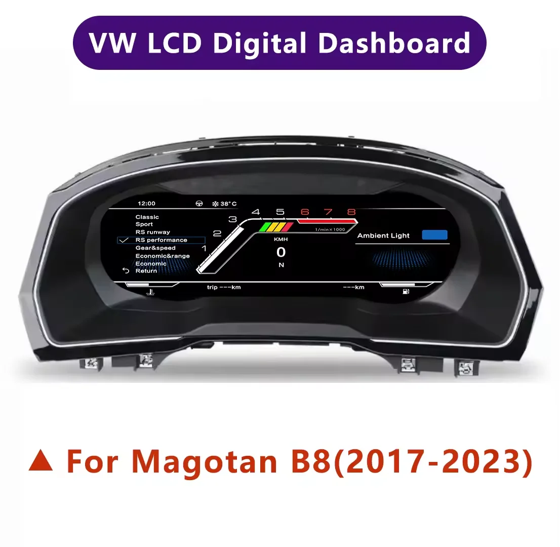 12.5-inch Wireless carplay Virtual Cockpit LCD Digital Cluster Dashboard for VW Magotan Passat B8 CC Arteon Variant 2015-2023