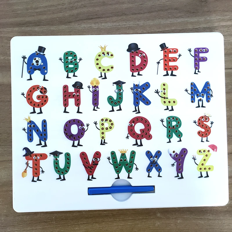 Drawing Toys Writing Alphabet Letter tracing board Colored Children Magnetic Drawing Board with Magnetic Ball