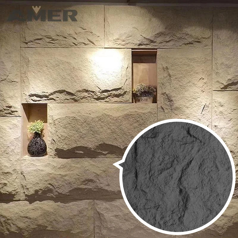 Rongke OEM Factory wholesale customized PU decorative faux rock stone fibre cement concrete wall panels block