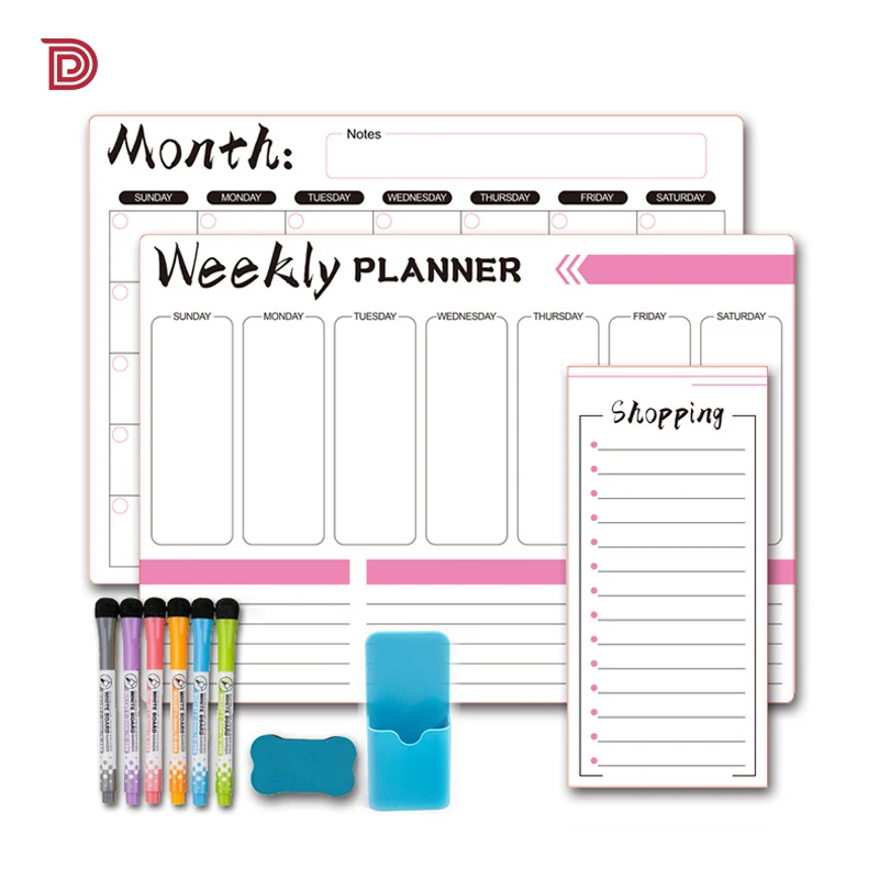 Custom magnetic dry erase calendar for refrigerator weekly and monthly planner magnet board with letters for school