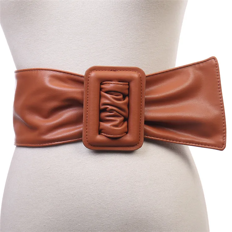 Leather Women Casual And Versatile Pu Belt Simple And Fashionable Belt With Square Buckle