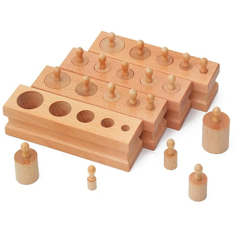 Wooden Toys Puzzle Montessori Educational Cylinder Socket Toy Children Development Practice Senses Puzzle Math Brain Teaser Kids
