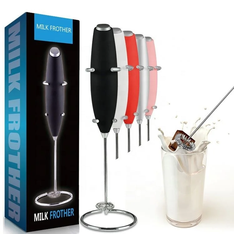 2023 Milk Frother Handheld Battery Operated Electric Whisk Beater Foam Maker For Coffee, Latte, Cappuccino Hot Chocolate