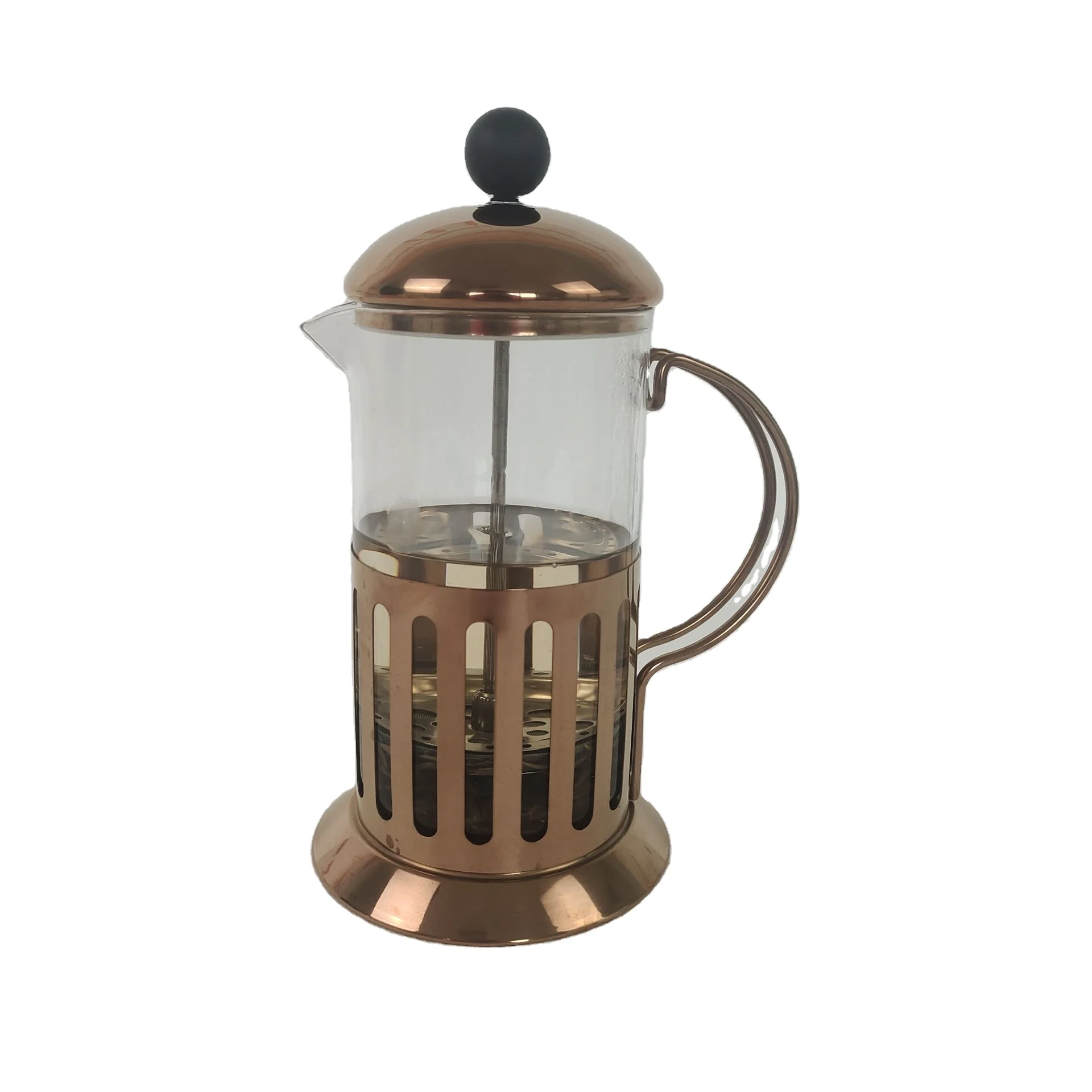 New 600 ML French Press Copper Indian Filter Coffee Maker High Borosilicate Glass of