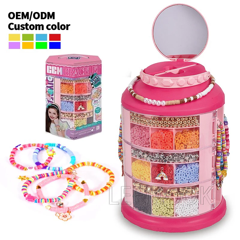 Leemook Custom Beauty Creative Girls Jewelry Bracelet Necklace Accessories Handmade Beads Kit Set For Kids