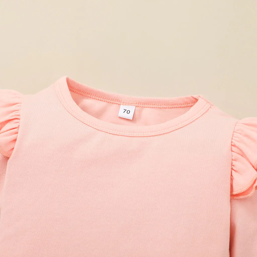 Eco Friendly Cute 100% Playsuit Pajamas Kids New Design Homefit Textile New Born Baby Clothes Baby Ribbed Knit Romper Set