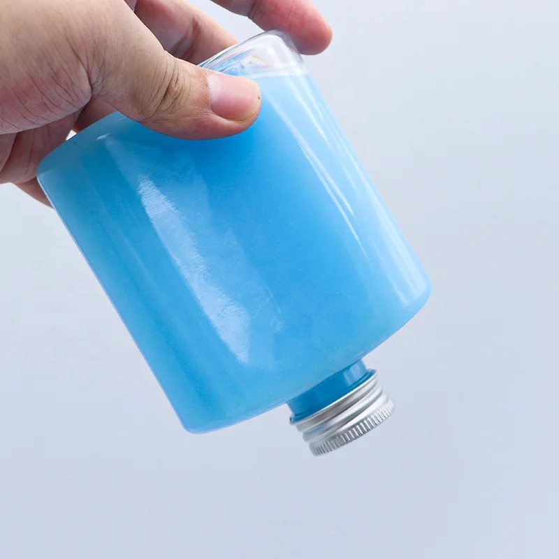 Плоская квадратная прозрачная бутылка из ПЭТ 250 мл 9 унций для напитков молока чая пластиковая еды сока с алюминиевой крышкой