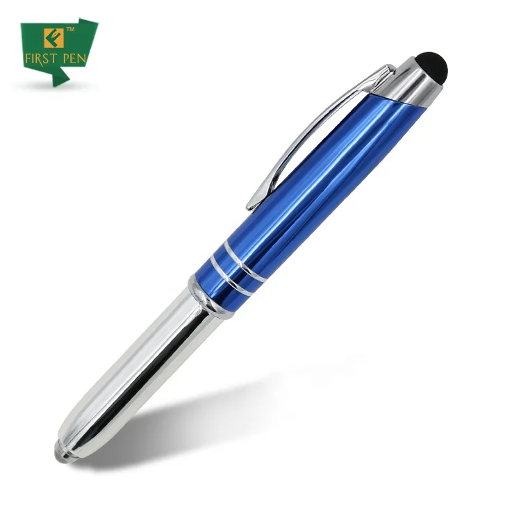 Metal fancy 3 in 1 gift stylus luxury pens with custom logo promotion pen pen with light led