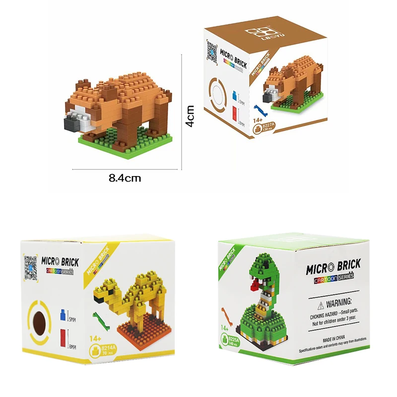 Custom Logo Small Animals Building Block Toy DIY Cute Educational Construction Plastic Building Block Game Toys For Kids