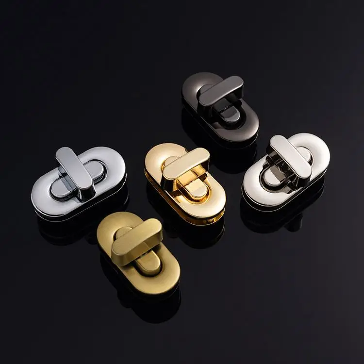 Custom Design Hardware Manufacturer Shoulder Accessories Metal Turn Twist Lock Clasp Bag Locks For Handbags