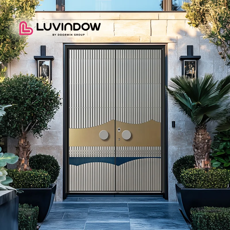 Luxury Modern Design Aluminum Sliding Glass Exterior Door Patio Double Sliding Entry Door for Office