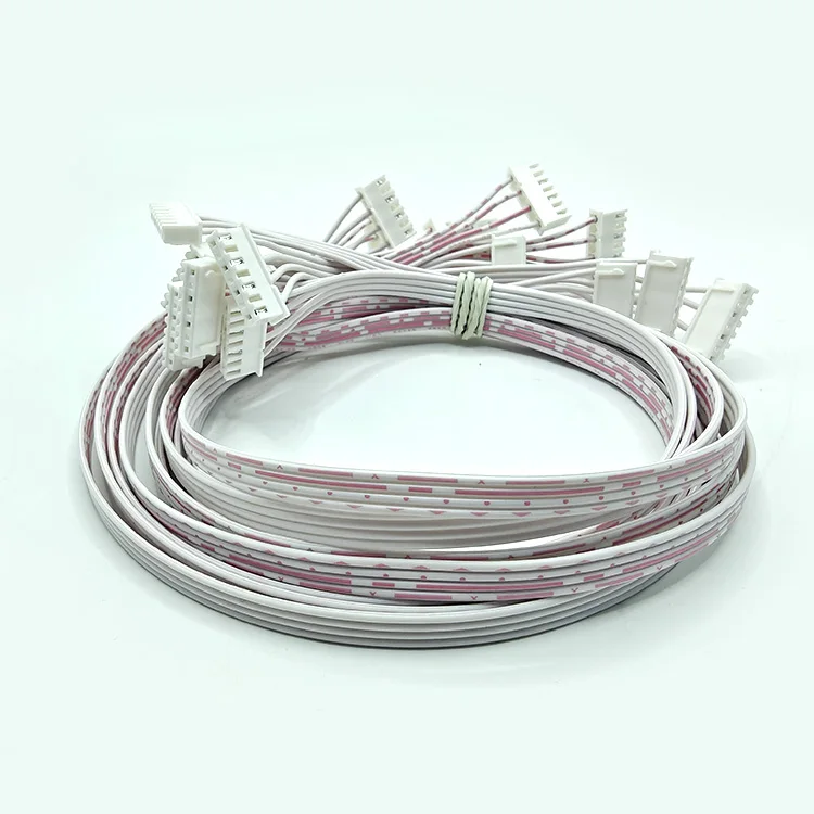 Custom Wire Harness with JST Connector 2.54 JST Molex ZH PH XH HY Red White Flat Cable OEM Assembly Wire Harness Connector