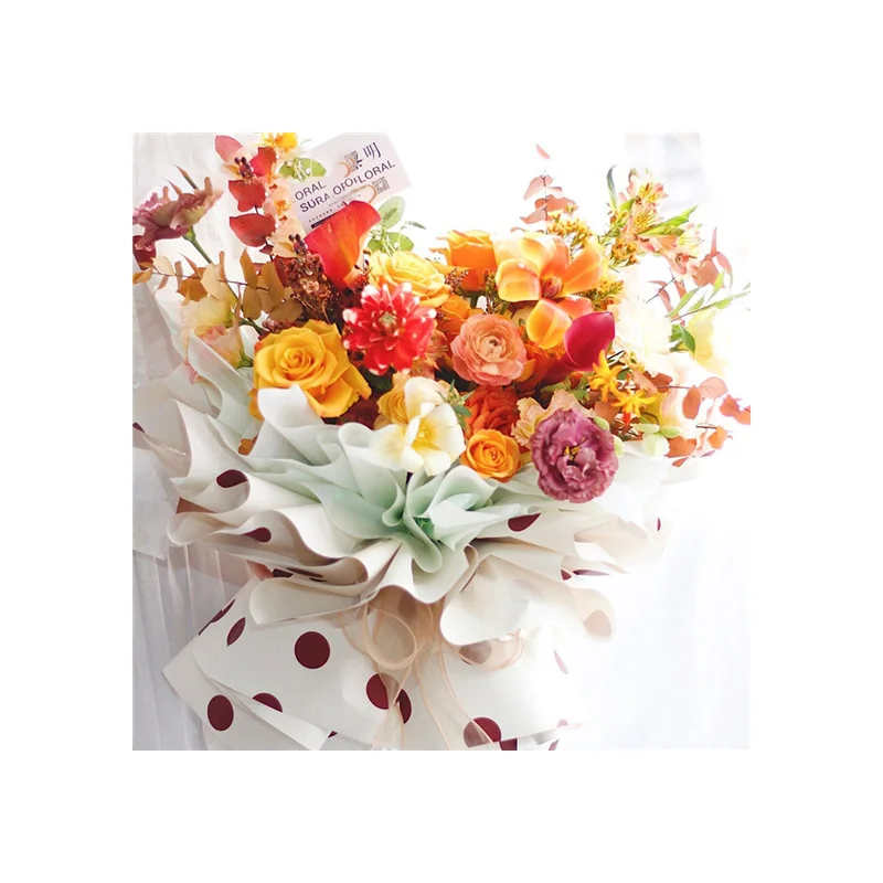 Flower Prapping Paper Packing Double Sided Colorful Paper Dots Wedding Flowers Wrapping Paper
