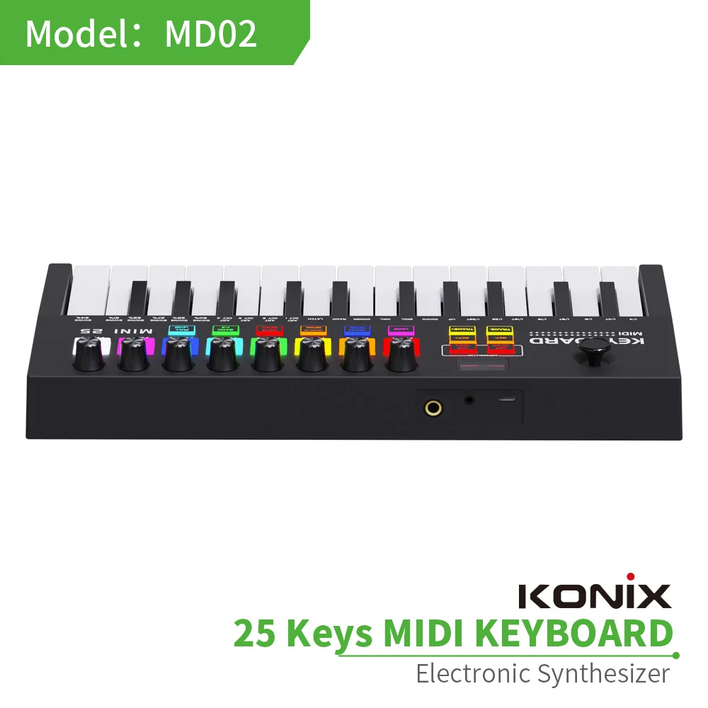 Konix MINI 25-клавишный ультра-портативный USB MIDI контроллер клавиатуры