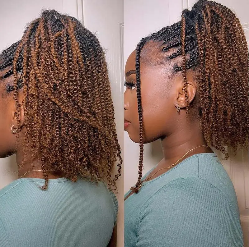Blond Brown Afro Kinky Bulk Twist Crochet Braiding Hair Wholesale Burgundy Crochet Braid Afro Kinky V Bulk Human Hair Extension