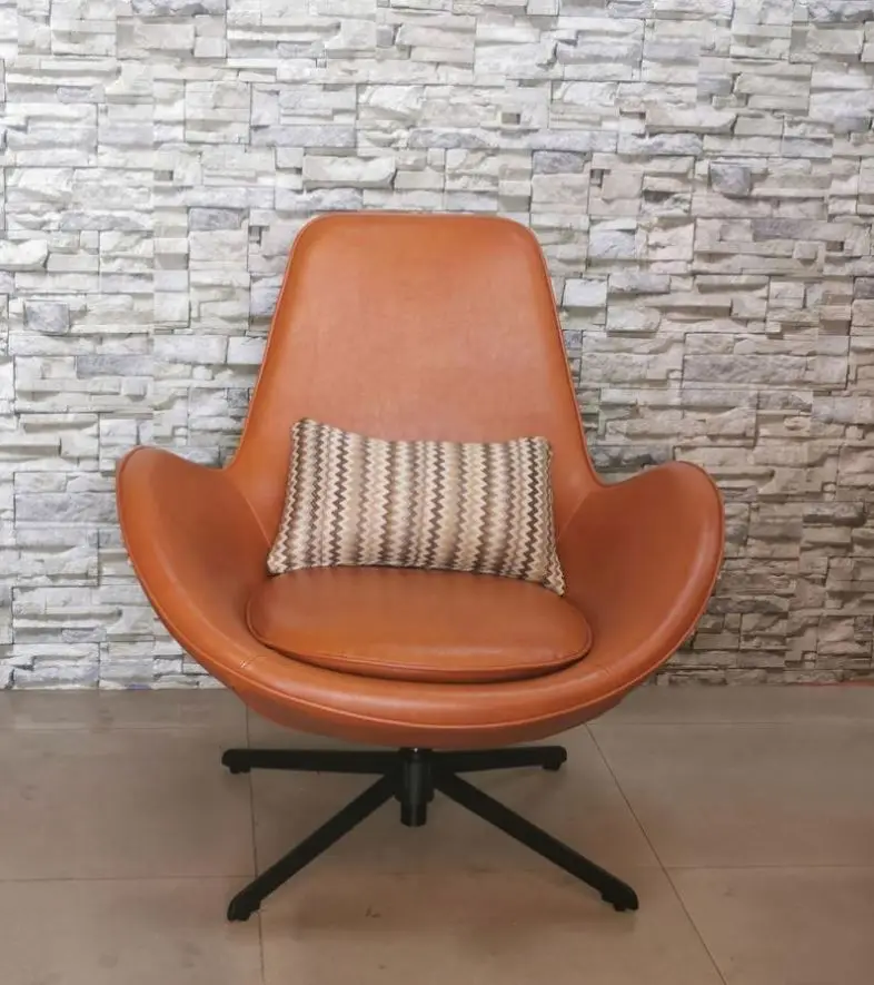 Swivel Indoor Leather Double Modern Aviator Cushion Metal Leisure Lounge Living Room Furniture Egg Shell Shaped Chairs