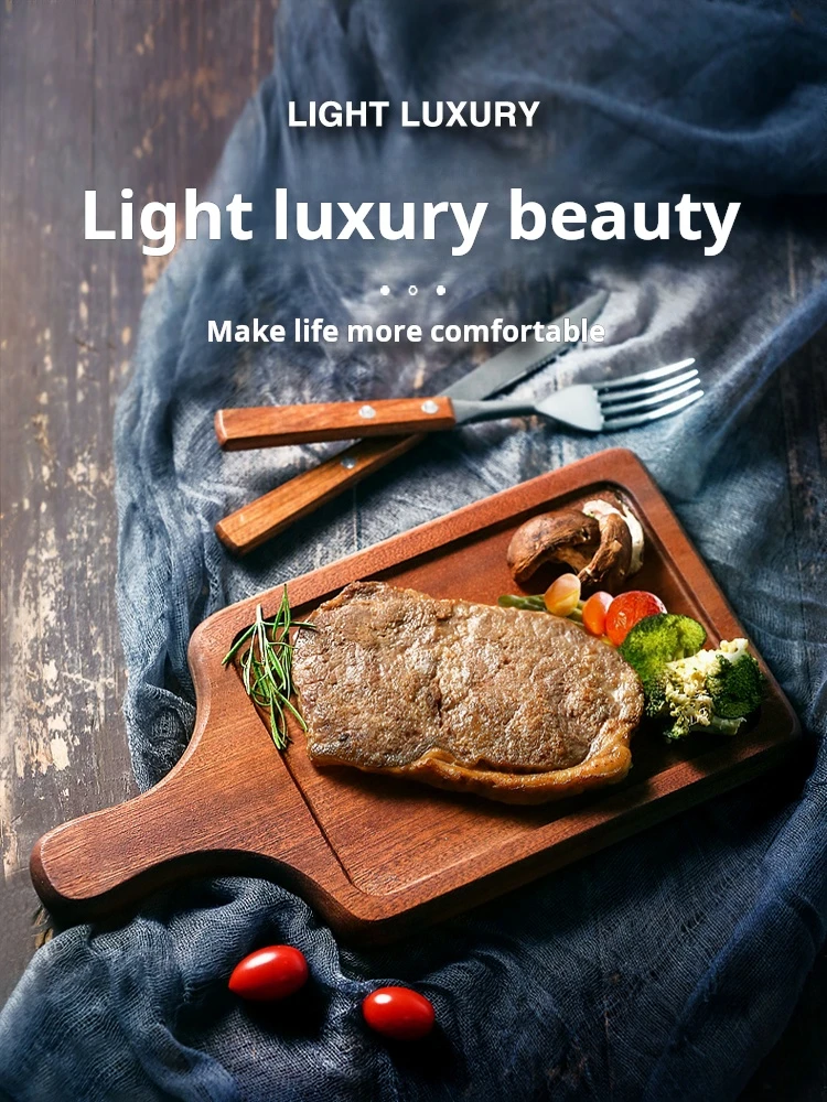 Western food cut steak board bread cake solid wood pizza plate base support cutting board food wood pallet_17