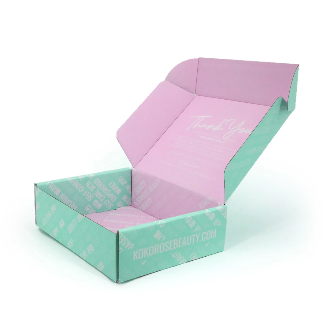 Wholesale custom printed unique corrugated 9x9x3 shipping boxes custom pink and green jewelry gift box jewelry box