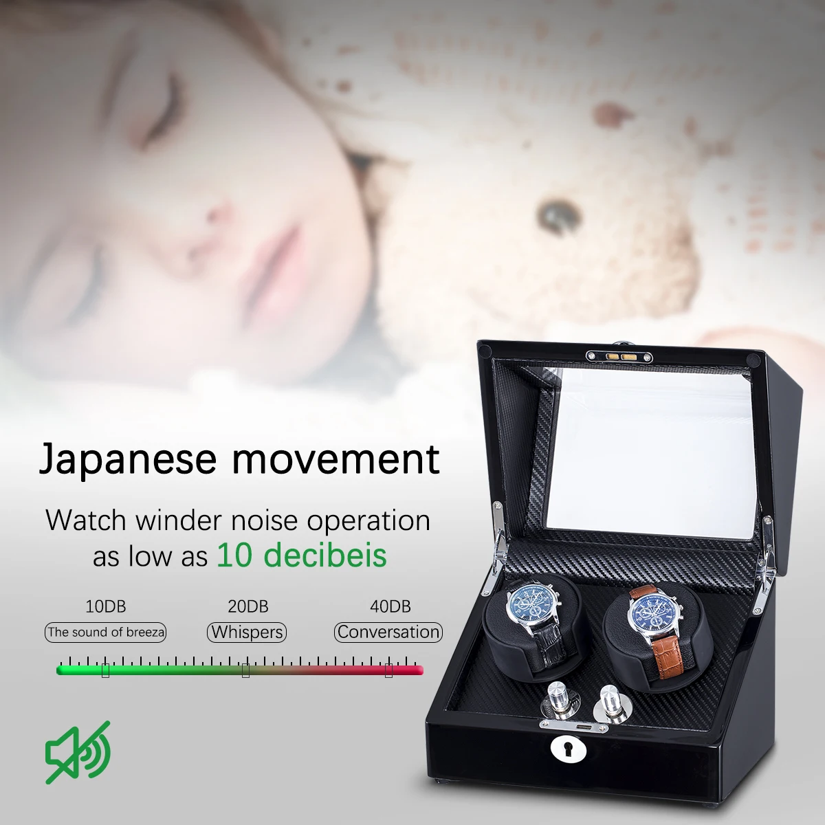 2024 New Design Automatic Watch Winder Wooden Box Japanese Mabuchi Motor Watch Winder Case  Luxury Black Leather