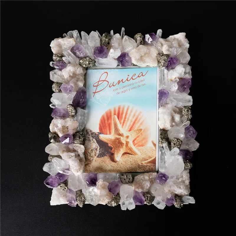 Exquisite Home Furnishing Creative Decoration Natural Mixed Crystal Photo Frame Horizontal and Vertical Universal Studio