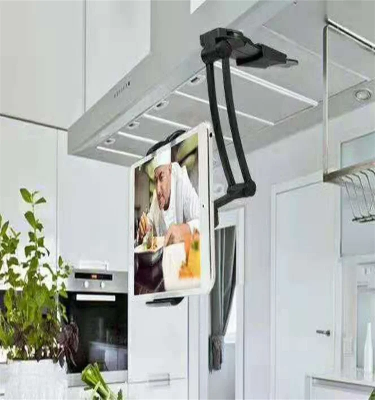 Горячая Распродажа кухонный настенный кронштейн Настольный алюминиевый сплав Плоский Кронштейн для мобильного телефона два в одном ленивый