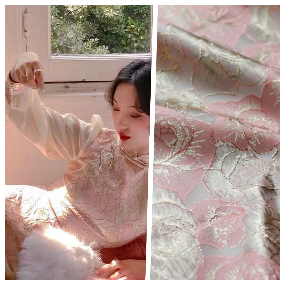 Fashion 2023 high quality embroidery pattern jacquard brocade unique design flower brocade fabric for garments
