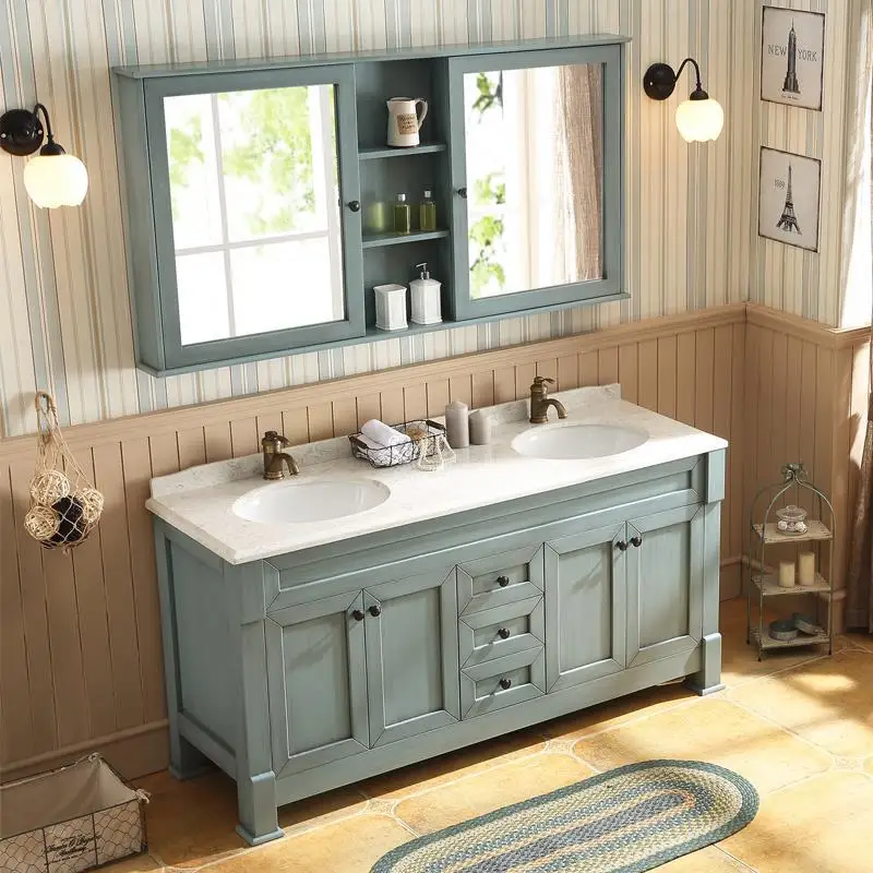 Floor standing mdf bathroom vanity for hotel bathroom with waterproof mirror cabinet and wash basin