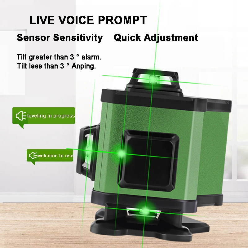 Лидер продаж, электронный автоматический поворотный лазерный уровень на 12/16 линий, лазерный уровень с перекрестными линиями, самонивелирующийся 3D/4D измерительный инструмент на 360 градусов
