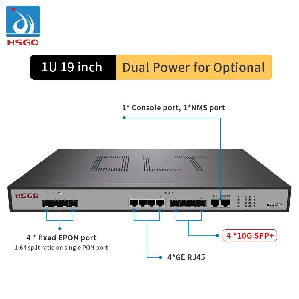  HSGQ-XE04 Epon OLT 1U для FTTH Solution Fiberhome 10G совместимый olt 4 порт epon onu