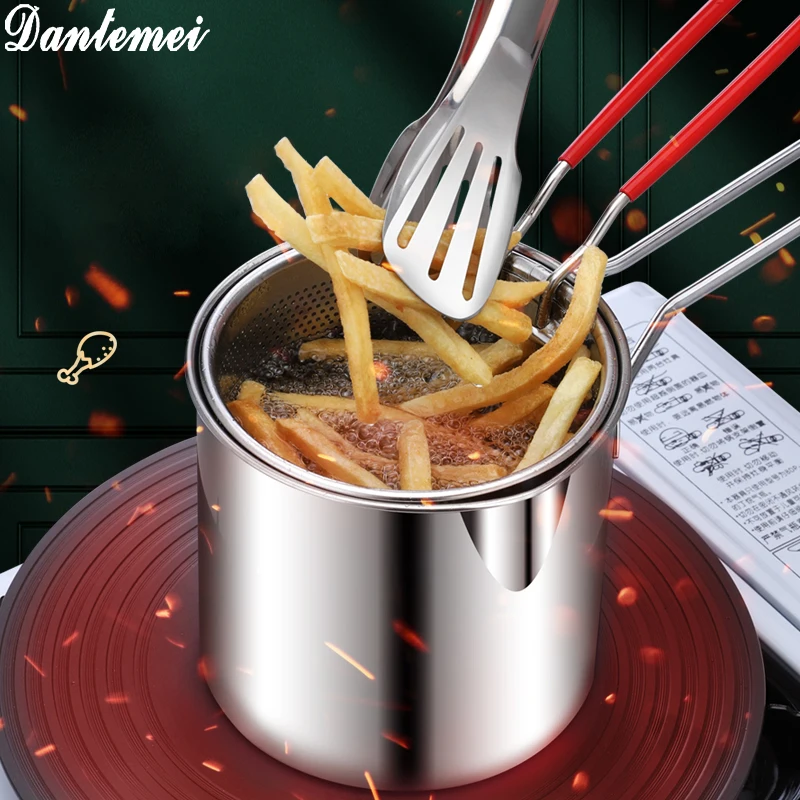 High Quality Cookware Set Cooking Pot Round Fryer Stainless Steel Deep Fryer Pot With Filter Basket