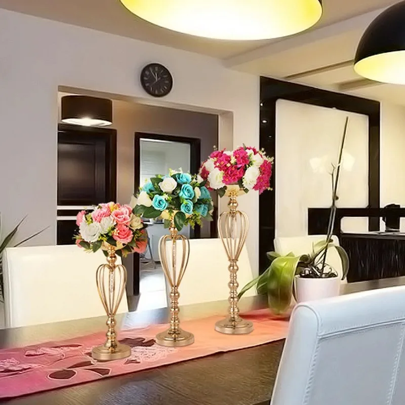 Creative Iron Art Deco Candlestick Vase Tabletop Wedding Banquet Metal Decor Home Living Room Floral Arrangements Hotel Banquet