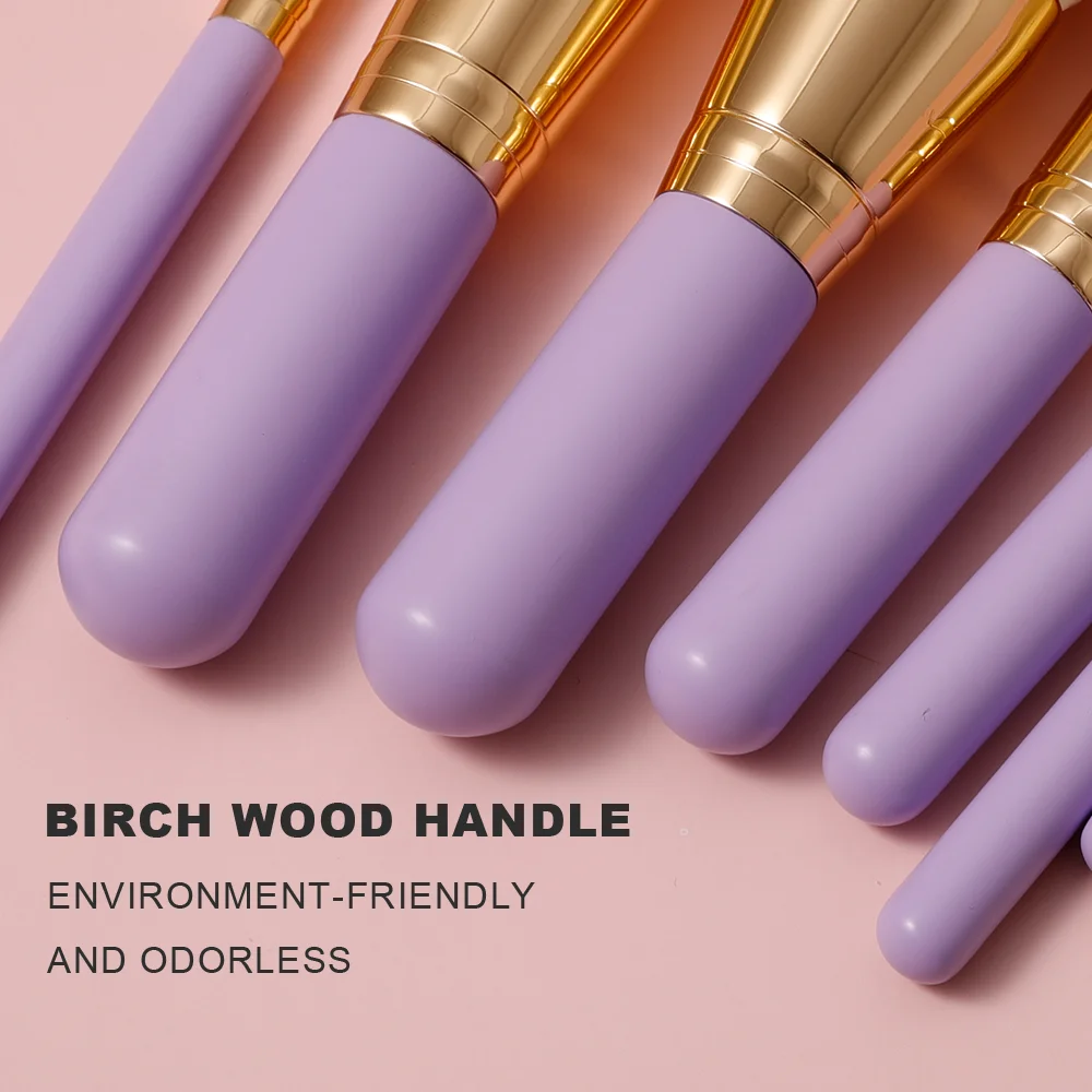 Super-popular Fashion Style purple 8pcs Makeup Brush Sets  Supporting Customize with Super Strength Factory