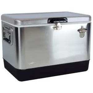 Stainless Steel 54l Large outdoor Metal Cooler Ice Box Coolers Portable Outdoor retro cooler Box For Picnic