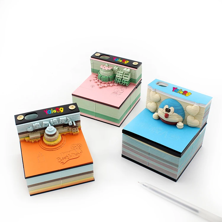 Special Hot Selling 3D Memo Pad With Pen Holder Cute Design Castle Aesthetic Square